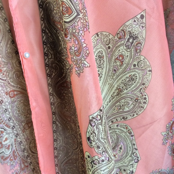 🍒PEACH PAISLEY SCARF SHAWL KAFTAN BOHO COVER WRAP - Picture 2 of 8